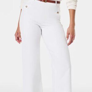 SPANX Stretch Twill Cropped Pants White 1X Petite Pull On Trousers Pockets